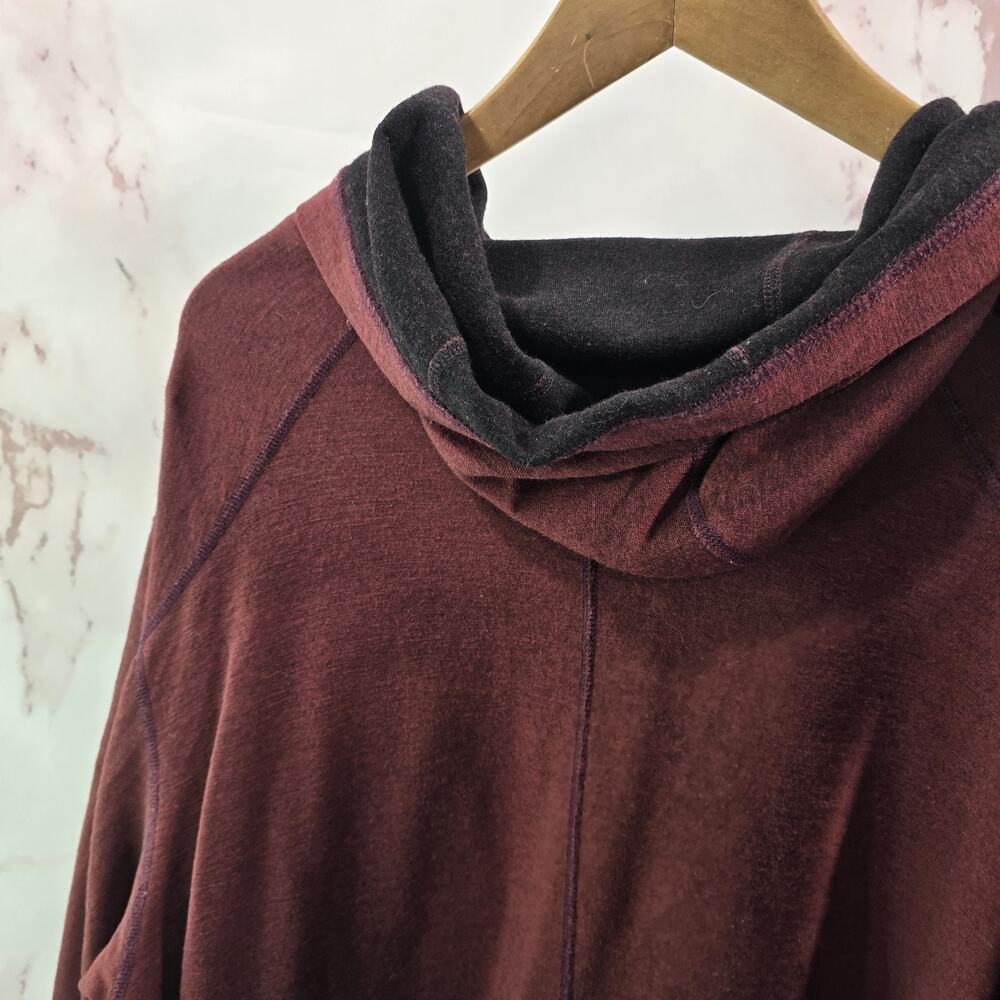 Ibex Hoodie Mens Large Red Zip Jacket Zip Merino Wool Maroon - Picture 6 of 14